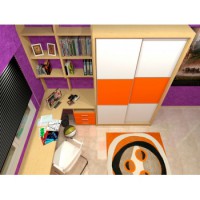Habitación malva escritorio, estantería y ropero